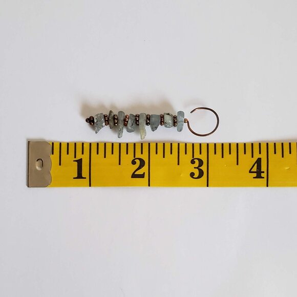 Matte KYANITE Linear Earrings in solid Copper Rustic Tribal Boho Stick - Picture 5 of 7